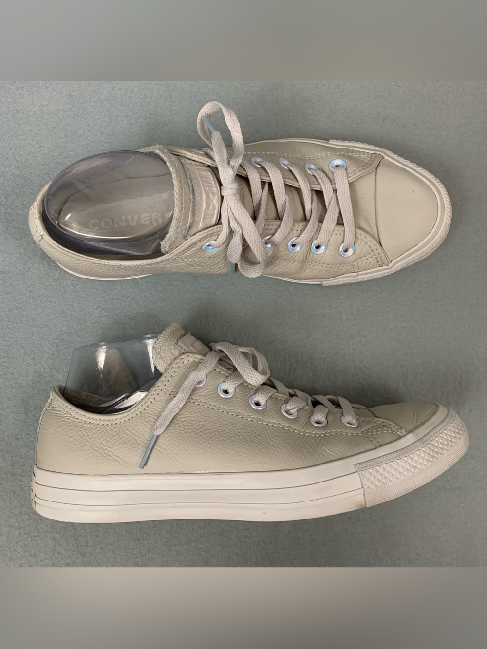 Converse Shoes Womens 10 / Mens 8 Ivory Leather Iridescent Chuck Taylor Sneakers